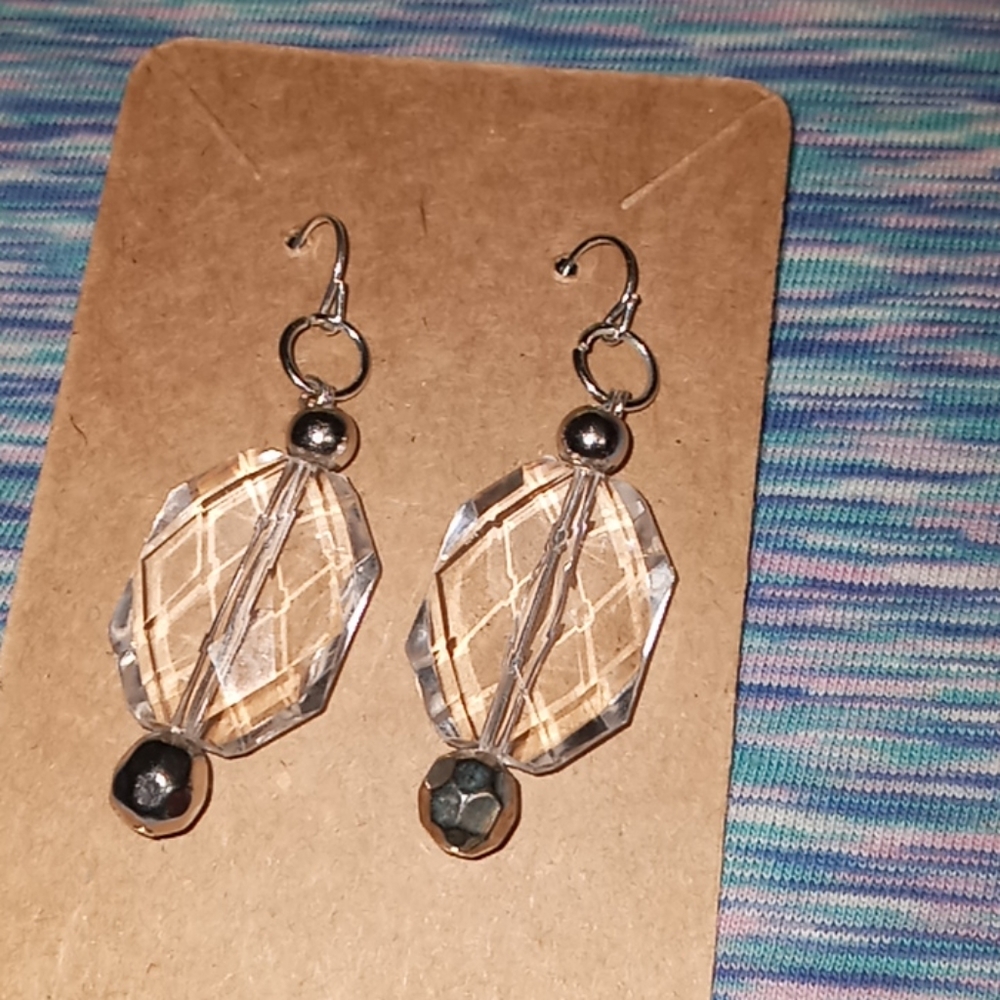 hand crafted silver plated crystal statement drop earnings